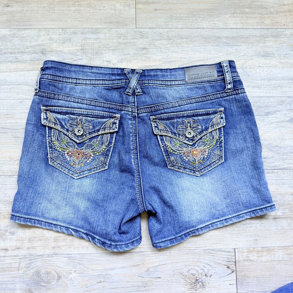 Y2K Shorts Hydraulic Lola Curvy Embellished Denim Medium Jean Size 9/10